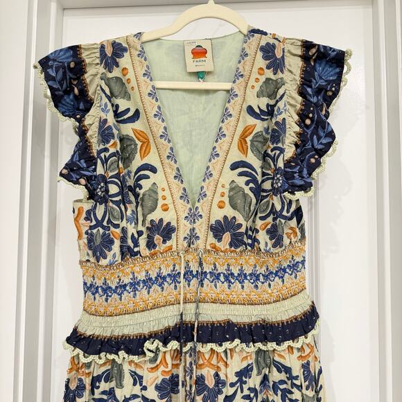 Farm Rio Ocean Tapestry Sleeveless Maxi Dress Size Large - Picture 7 of 9